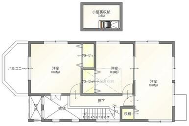 ２階の間取りです。小屋裏収納もあります。