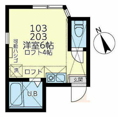 ２０３　洋室６帖＋ロフト４帖