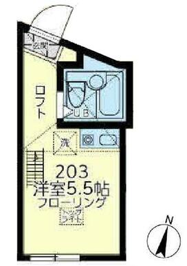 ２０３　洋室５．５帖＋ロフト５．９３㎡