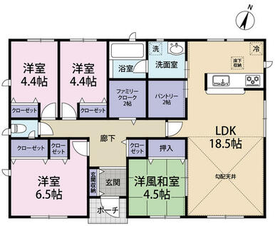 リビングが吹き抜けの人気の平屋建てです！