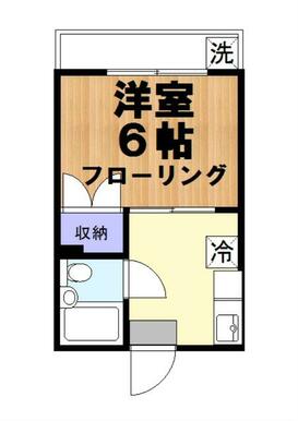 洋室６帖（フローリング）の１Ｋ！インターネット使用料無料です♪