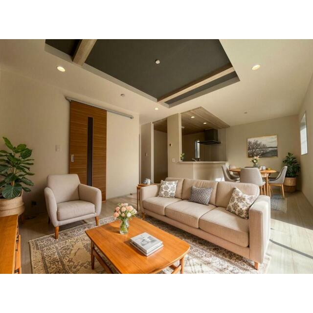 【リビング】ゆったりリビング！シャッター、折上天井と設備も充実です♪