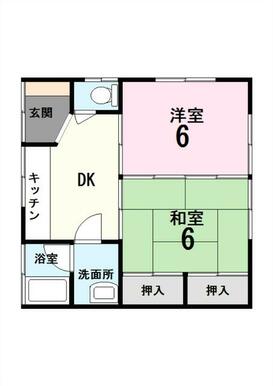 【間取り図】２ＤＫ■洋室・和室１部屋づつあり■独立洗面所■バストイレ別■