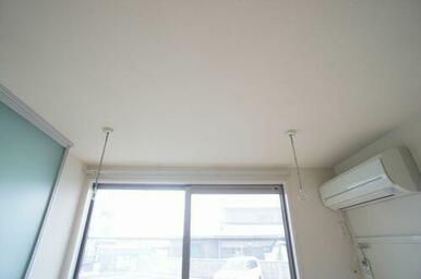 【洋室（リビング）設備】雨天・曇天時だけでなく花粉対策や防犯上、人目を避けたい洗濯物の室内干しに役…