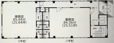 ３階３０２号室（８５．４４㎡、約２５．８４坪）の間取図です。