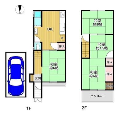 木造３階建て４ＤＫです。