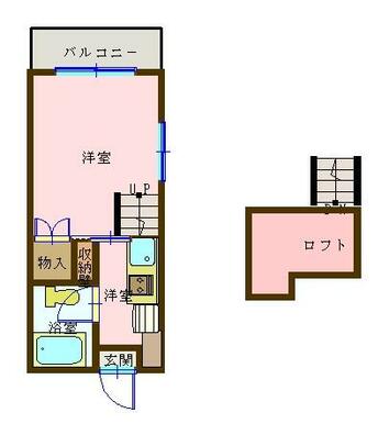 ロフト付、６帖の洋室です！大きい収納・棚付！