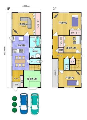 狭小住宅間取イメージ図。縦長の宅地ではありますが５ＬＤＫ以上の住居も充分に建てられます！