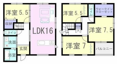 リビングを通らず2階へ行ける間取り！2階にもトイレ設置しました☆