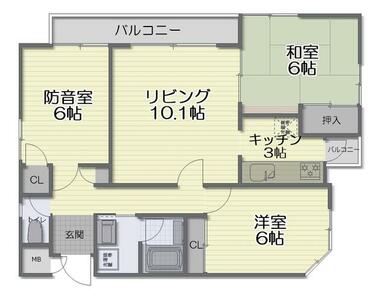 ３ＬＤＫの間取りです！各部屋に収納あり