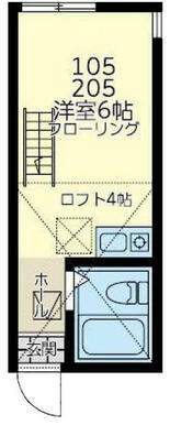 １０５　洋室６帖＋ロフト４帖・ロフト高１．４ｍ