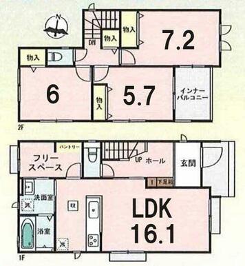 全居室６帖以上！キッチンの横にフリースペースがあるのは３号棟だけ♪インナーバルコニーも二部屋からの…