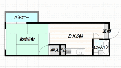 他の部屋よりＤＫ広めのお部屋です