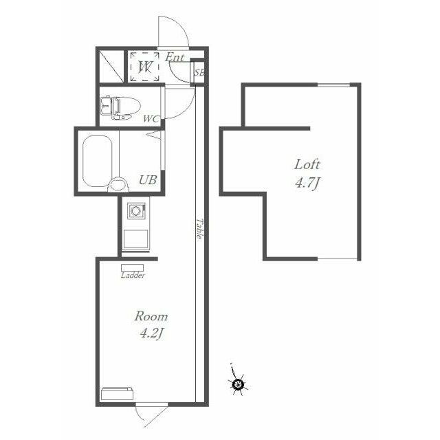 広々ロフト付きワンルーム