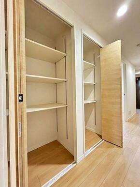 「廊下」2か所収納があり、より広く他のお部屋もお使いいただけます。