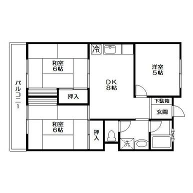 【３ＤＫ】専有面積５８．５９平米・６帖のお部屋が２部屋ございます！　東京電力×公営水道×プロパンガス