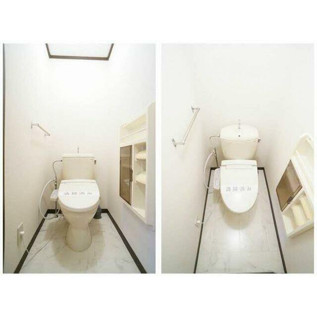 【トイレ】暖房洗浄便座が備え付いたトイレです！！冬でも暖かく御使用頂けます♪♪タオルかけやツールＢ…
