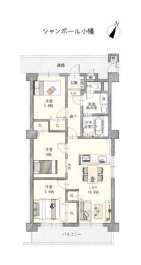 ３ＬＤＫ、専有面積７１．９２㎡、バルコニー面積９．５２㎡