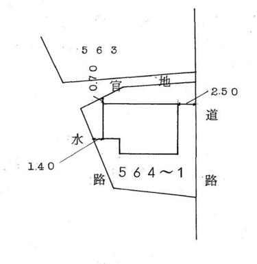 建物と敷地の位置関係を確認できます。