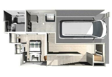 【１階／イメージパース】インナーガレージはお車を雨風から守ります　※家具は物件価格に含れません