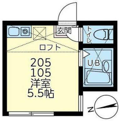 ２０５　洋室５．５帖＋ロフト５．５２㎡