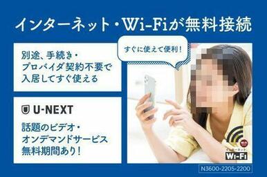 インターネット無料（ｗｉ－ｆｉ導入済）