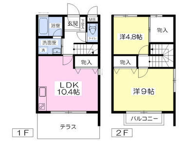 64.5平米　ペット飼育可能！２ＳＬＤＫのテラスハウス！