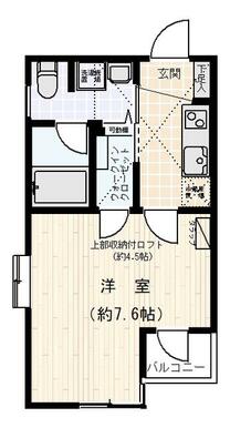 １Ｋ　賃料８．６万円　管理費５，０００円　約２４．４７㎡