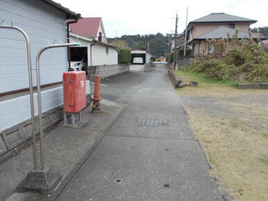 前面道路（写真右側が当該土地です）