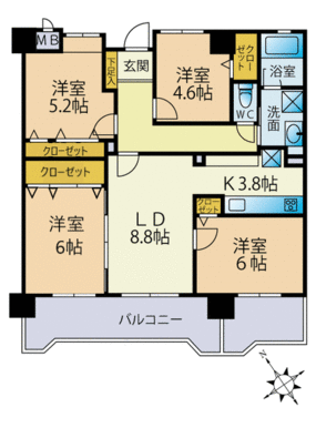 ４ＬＤＫにリフォーム済みのお部屋です！世帯数にもよりますが１人１部屋、私室として使うこともできます！