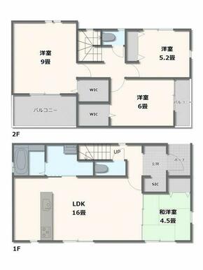 １号棟　４ＬＤＫ＋ＷＩＣ２か所＋ＳＣ＋リネン庫