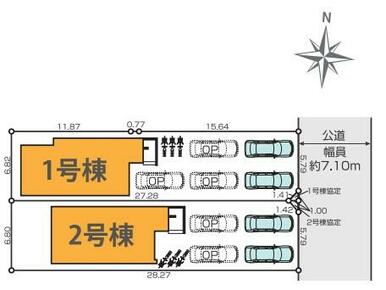 区画図　駐車スペースは３台以上可能♪交通量も少なく静かな住環境です！