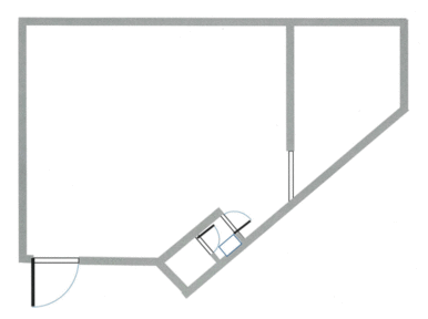 建物の形はこんな形ですが、中の間仕切りは少し違います。後日詳しい図面を載せます。