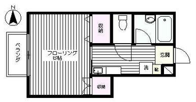 約２０．５２㎡の１Ｋ　北側に窓があります