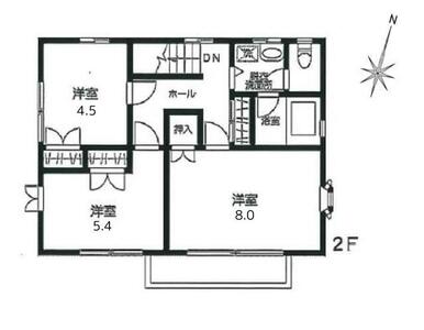 中古戸建　積水ハウス施工　間取り図２階