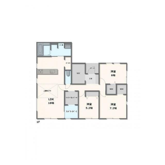 1号棟　3LDK+WIC+パントリー+リネン庫+シューズクローク+ファミリークローゼット+ランドリースペース