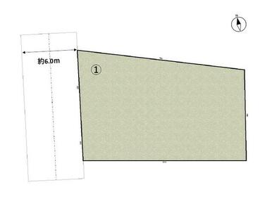 （１）の土地です。　前面道路幅６ｍなので運転が苦手な方にも安心の広さがあります。