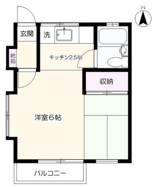 和室３畳・洋室６帖の１Ｋアパート　約２４．８４㎡