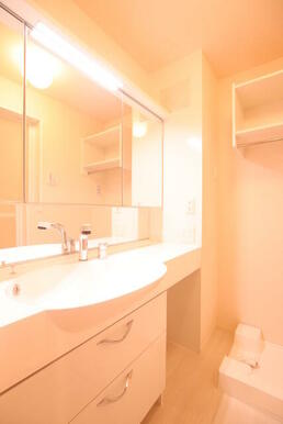 大きな鏡のあるシャワー付洗面化粧台！