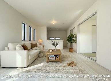 開放感のあるゆとりあるリビング。採光にもこだわった居心地の良い空間です♪