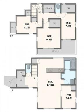 1号棟・4LDK+WIC2か所+シェアクローゼット+SIC