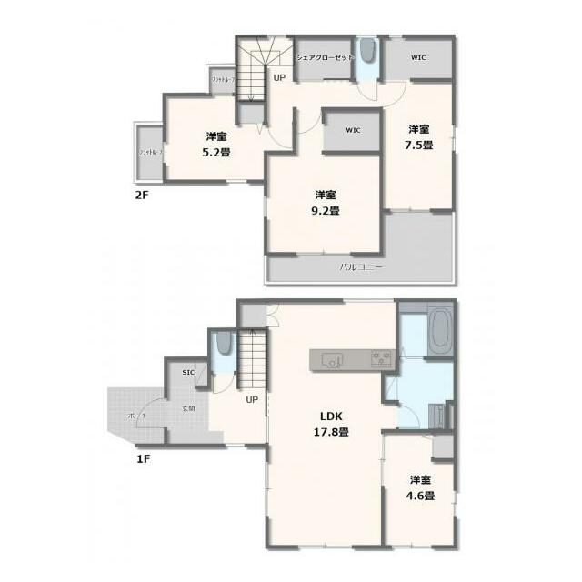 1号棟・4LDK+WIC2か所+シェアクローゼット+SIC