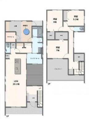 3LDK+サウナルーム+ランドリールーム+家事室