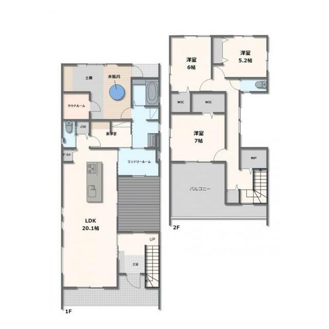 3LDK+サウナルーム+ランドリールーム+家事室