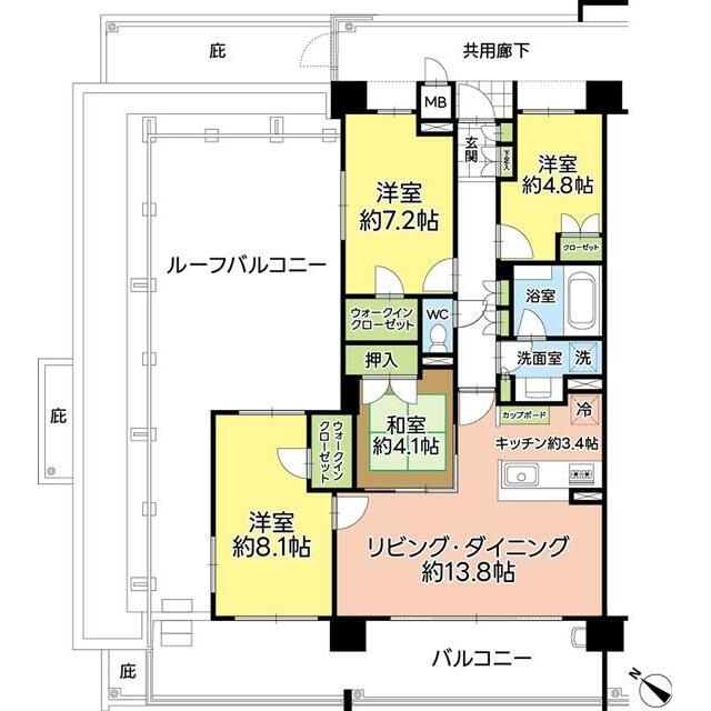 39.02平米のルーフバルコニーがございます。