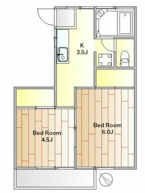 2部屋にも、広い1部屋としても使用できる間取です。