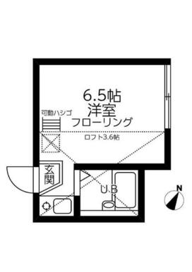 １０２　洋室６．５帖＋ロフト３．５帖・ロフト高１．４ｍ