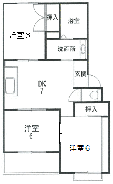 北側と南側反転タイプの室内です