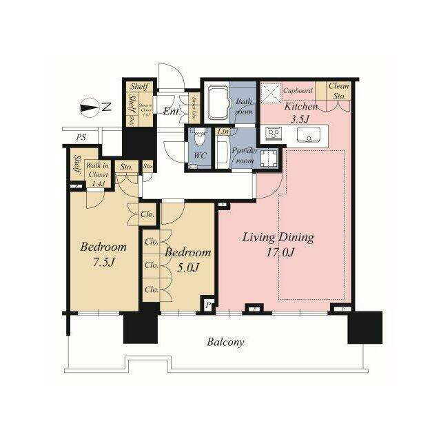 2LDK＋WIC＋SIC　３０階部分　東向き　専有面積79.53㎡