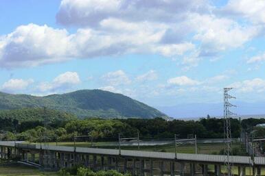 JR湖西線からの緑の山々